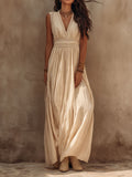 Boho Sandstone Ivory Lace-Trim Maxi Dress