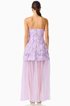 3D Floral Mesh Maxi Dress