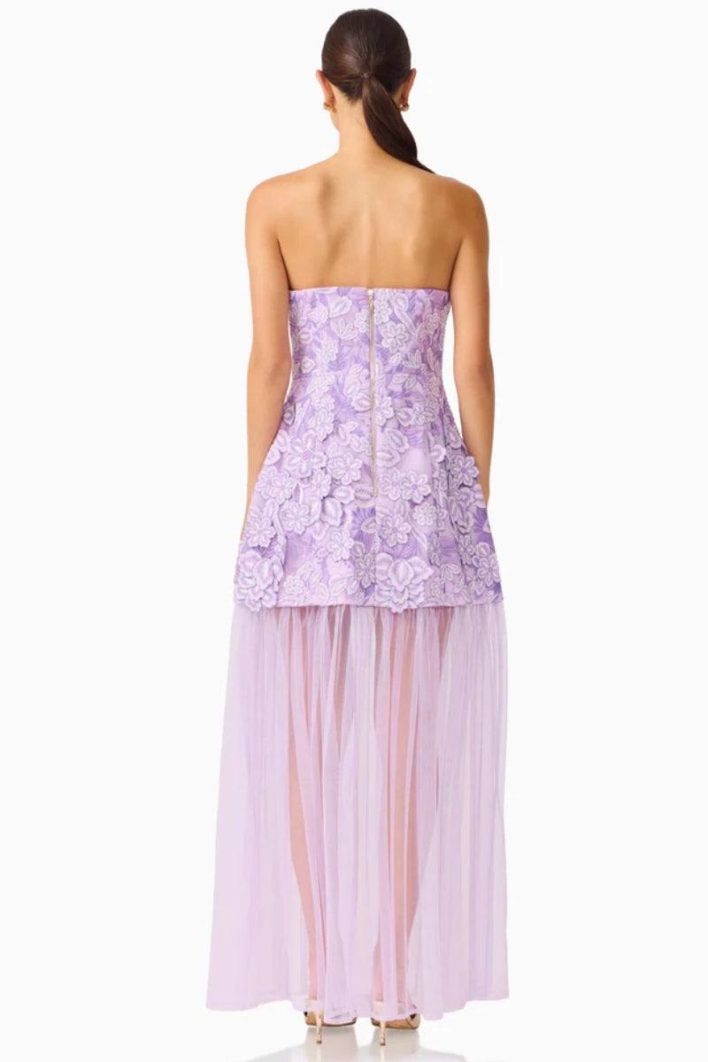 3D Floral Mesh Maxi Dress