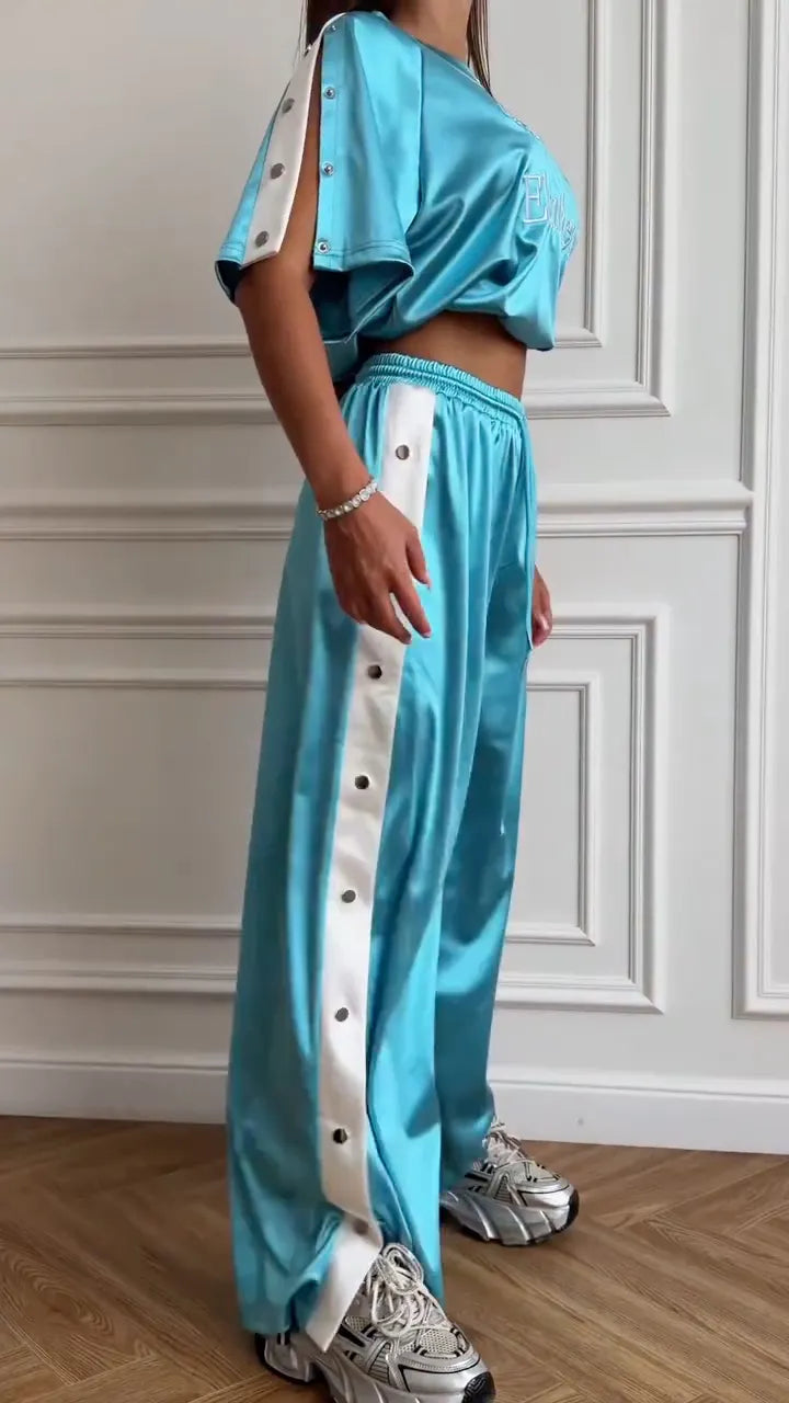 Satin Sport Tracksuit Set