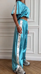 Satin Sport Tracksuit Set