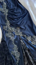 Lace Satin Mermaid Evening Gown