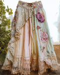 Summer Vacation Ruffle Lace Patchwork Skirt   c6b6
