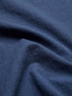 Linen Shirt, Long Sleeves, Shawl Collar, Plain, Lace, Vintage, Blue