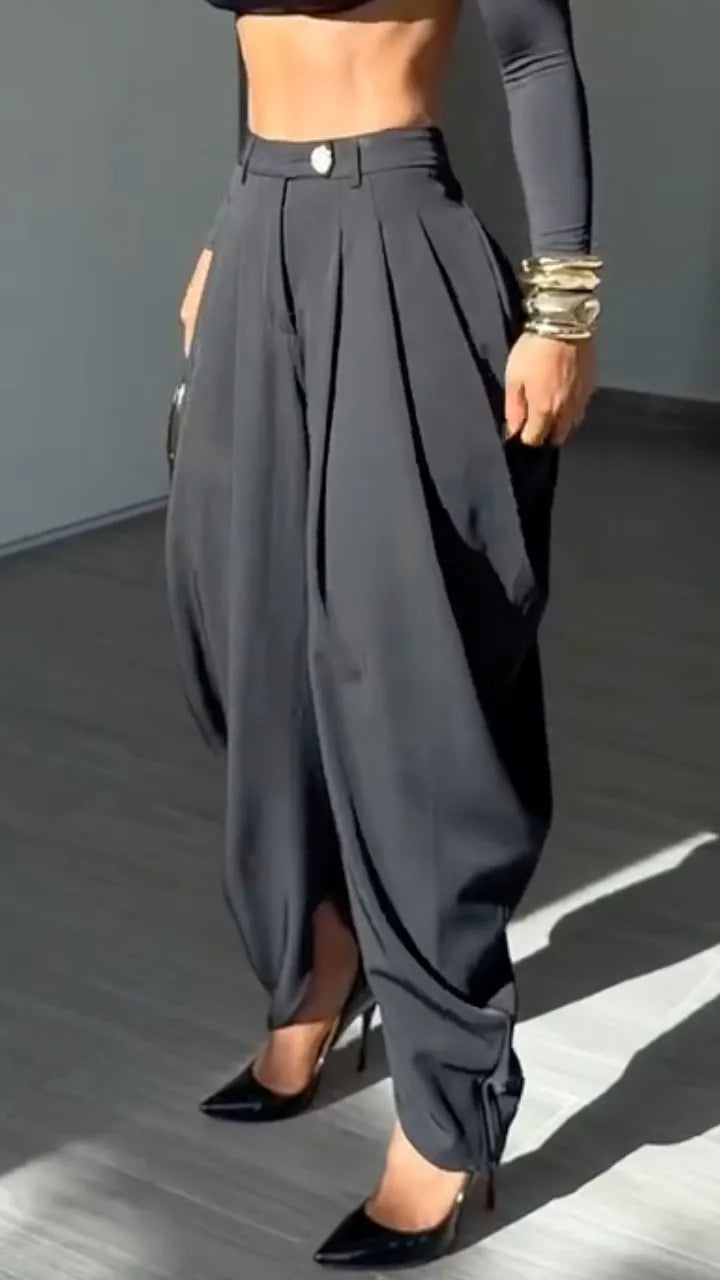 Draped Pleated Harem Trousers