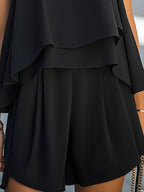 Layered Chiffon Cape Strappy Two-Piece Set