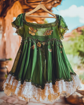 Summer Vacation Ruffle  Lace Patchwork Top  e3e7