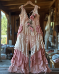 Summer Vacation Ruffle  Lace Patchwork Jumpsuit   f5a6