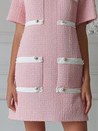 Chic Pink Tweed Mini Dress