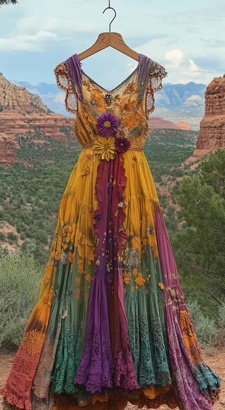 Summer colorful vacation patchwork contrast dress ce2e