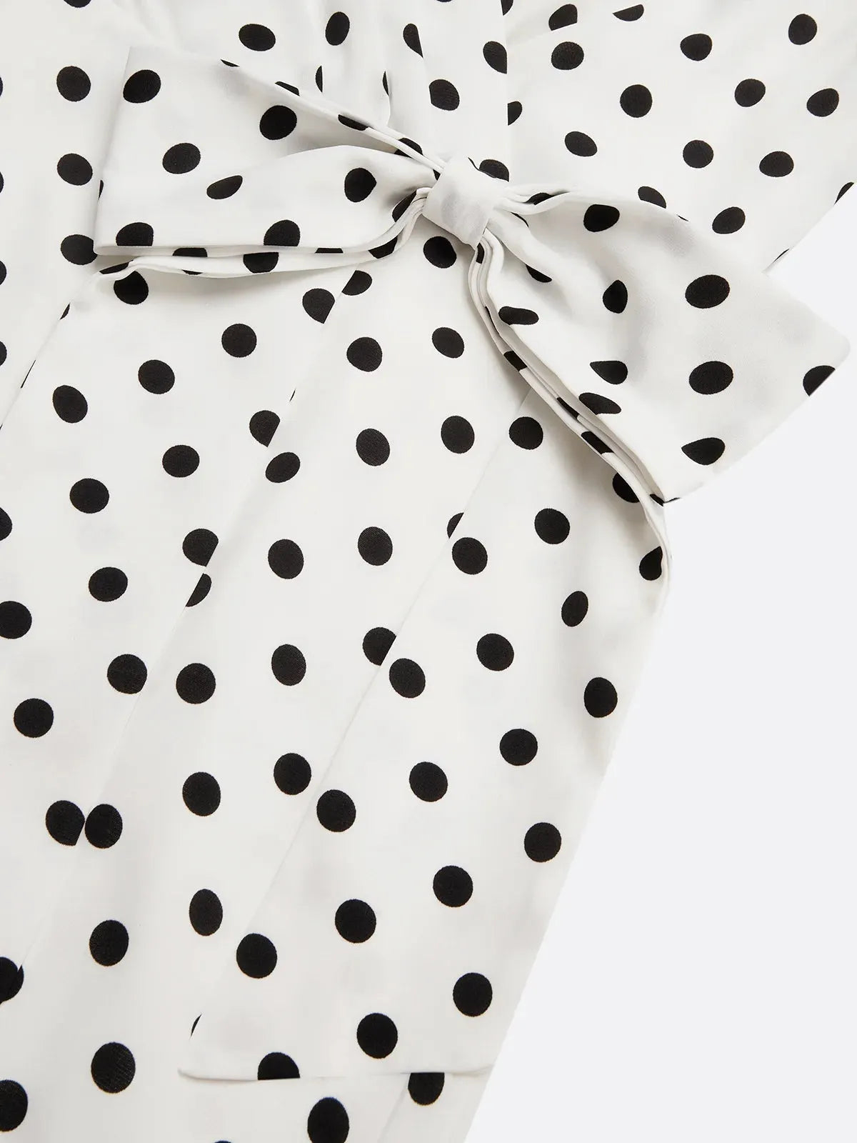 White Polka Dots Bow Classic V Neck Sleeveless Sheath Midi Dress