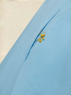 Cotton Jumpsuit , Cap Sleeves, V Neck, Plain, 3D Floral, French Vintage, Blue