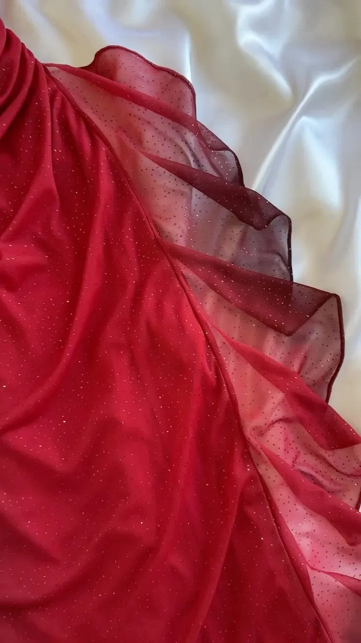 Ombre Glitter Halter Maxi Evening Dress