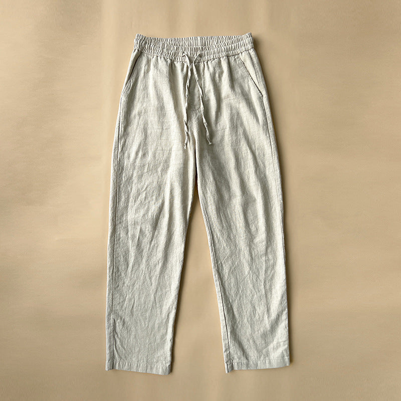 Men's Vintage Elastic Waist Drawstring Casual Cotton Linen Pants