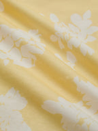 Midi Cotton Dress, Short Sleeves, Floral, French Vintage, Yellow