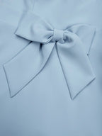 Light Blue Bow Lace Classic Sweetheart Neckline Sleeveless Mermaid Maxi Dress
