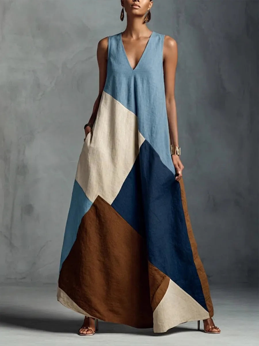 Casual & Stylish Color-block Sleeveless Maxi Dress