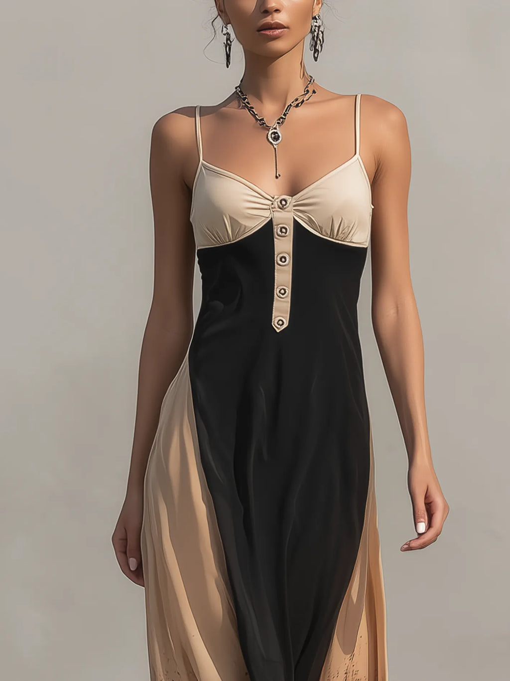 Black Gradient Leopard Print Chiffon Maxi Dress