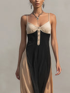 Black Gradient Leopard Print Chiffon Maxi Dress