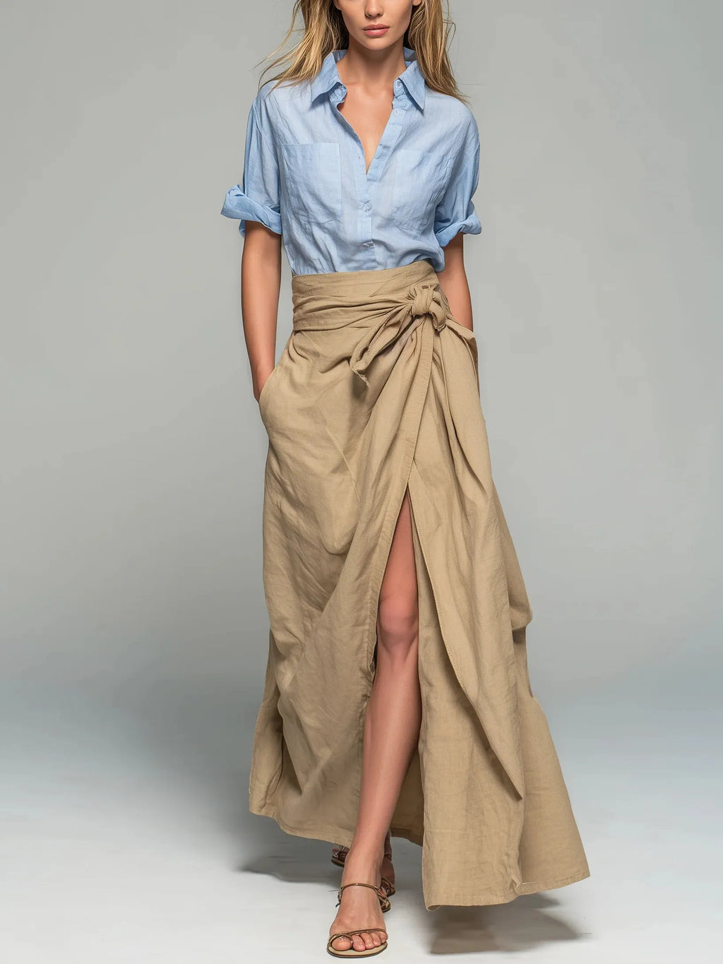 Casual Linen And Cotton Skirt