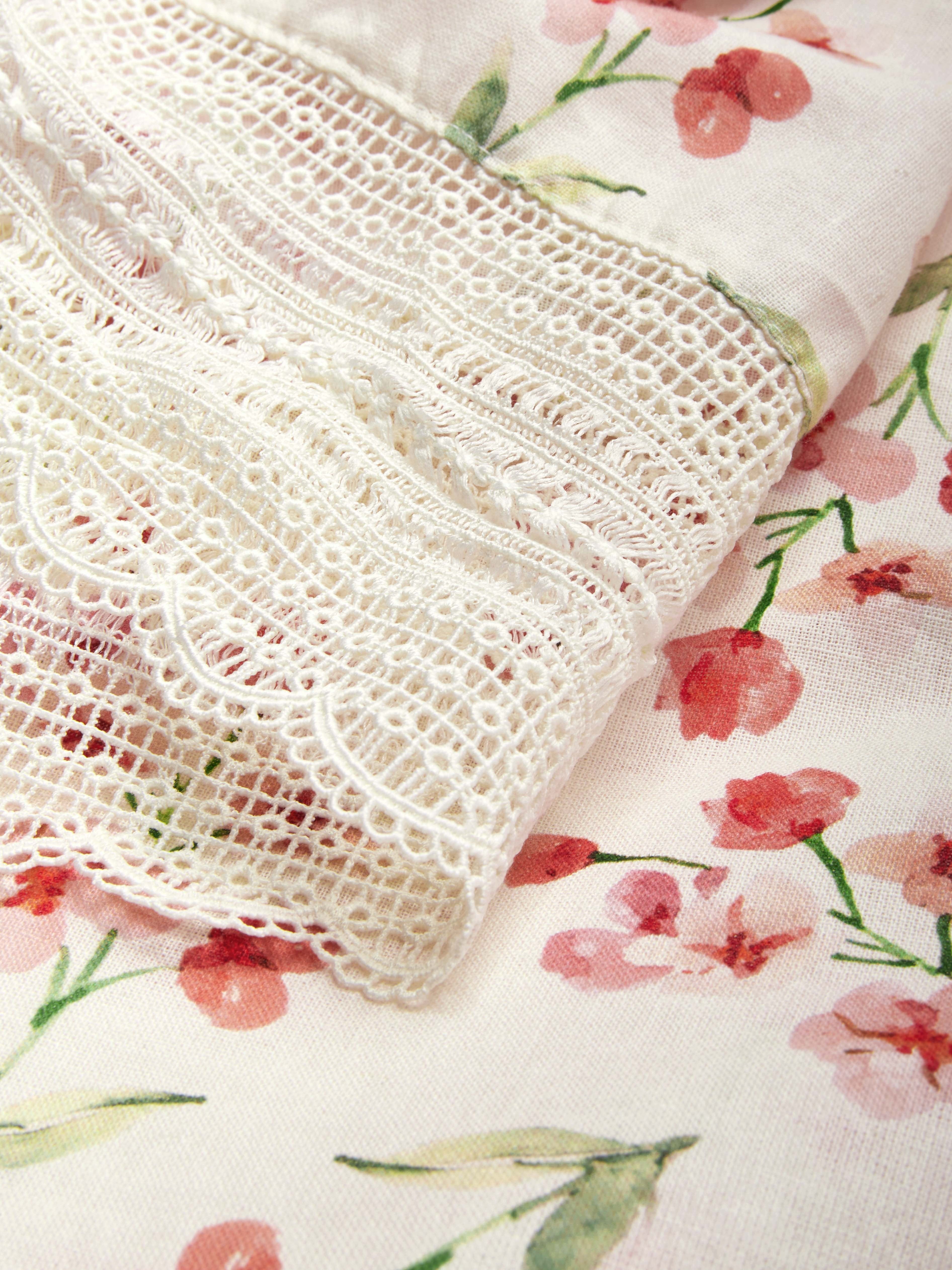 (SIZE:XS-XXL) Linen Maxi Dress, Short Sleeve, Lace Collar, Floral, Vintage, White