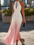 Charming Gradient Pink Sleeveless Maxi Dress