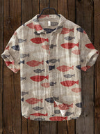 Vintage Fish Japanese Art Linen Blend Comfy Shirt
