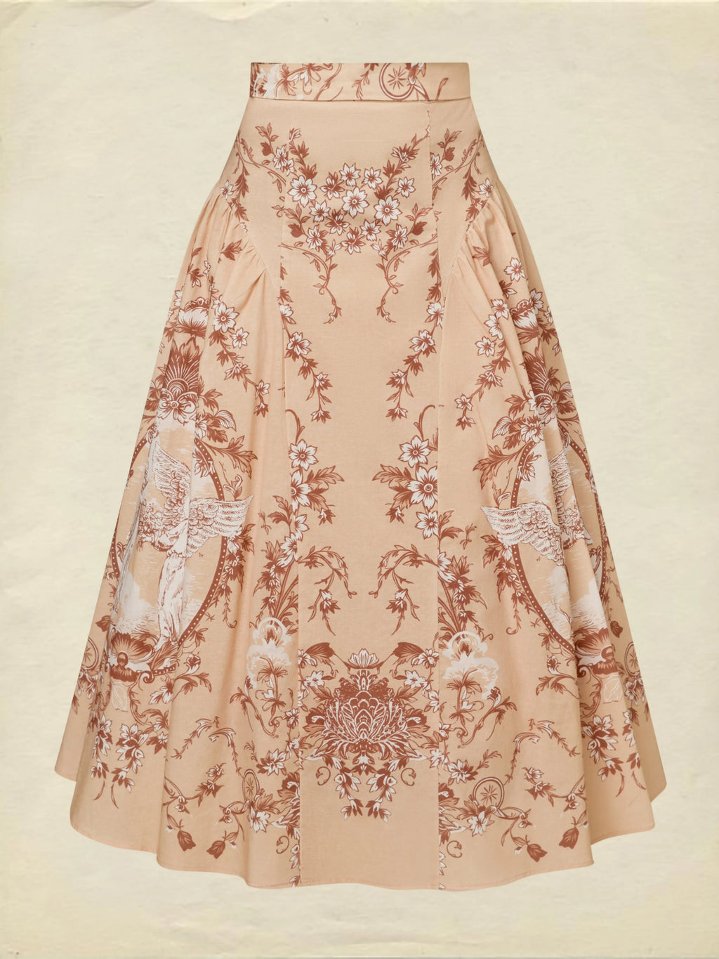 Midi Cotton Skirt, Angel, Pocket Design, Vintage, Caramel