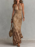 Boho Paisley Ombré Print Shirred-Waist Maxi Dress