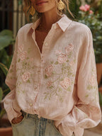 Women's Vintage Pink Rose Art Comfy Shirt