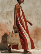 Sleeveless Striped Linen Maxi Dress — Casual & Relaxed Resort Style