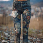 Boho Floral Lace Embroidered Vintage Skinny Jeans