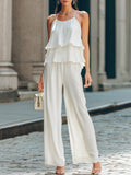 Layered Ruffle Camisole Wide-Leg Set