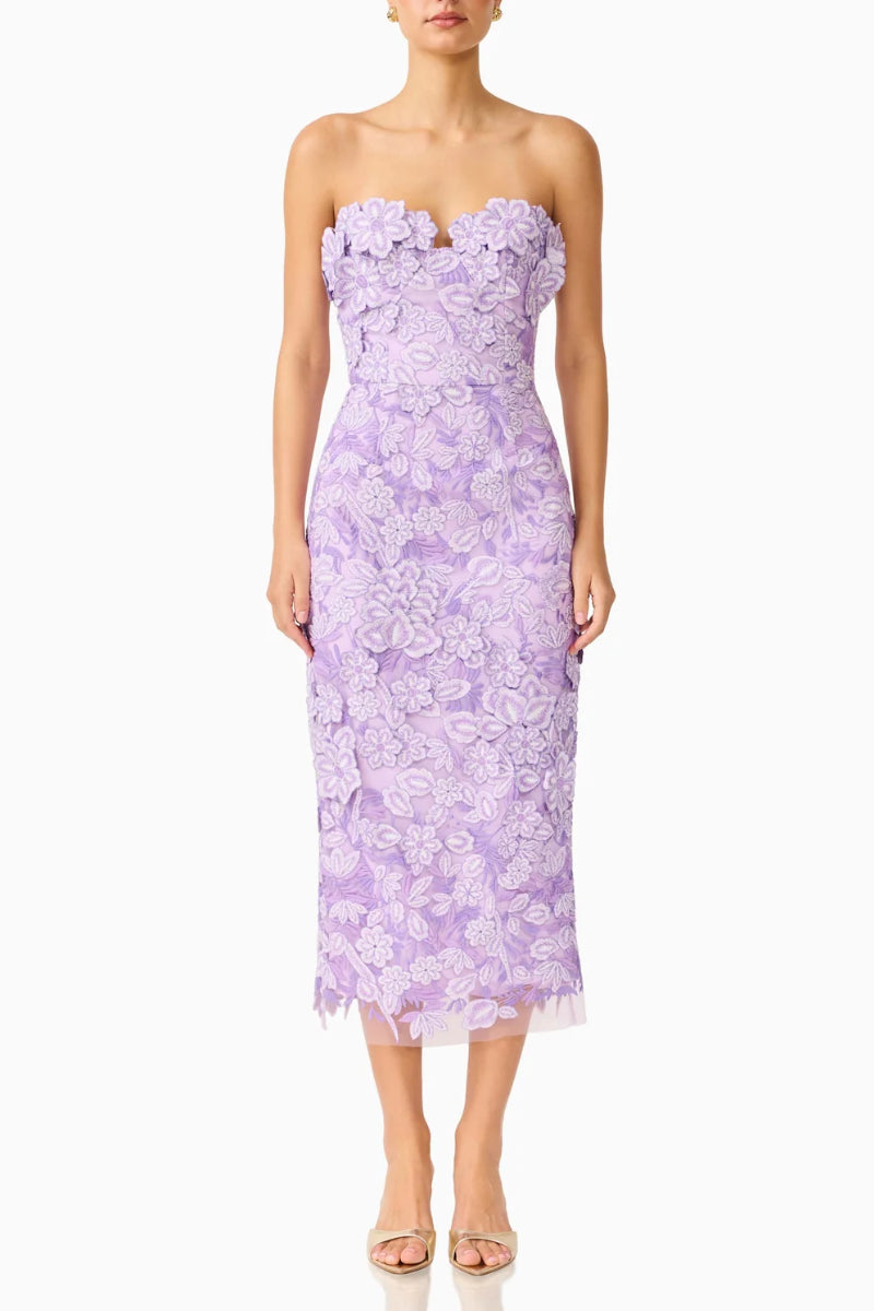 3D Floral Midi Bodycon Dress