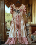 Summer Vacation Ruffle  Lace Patchwork Jumpsuit   2935