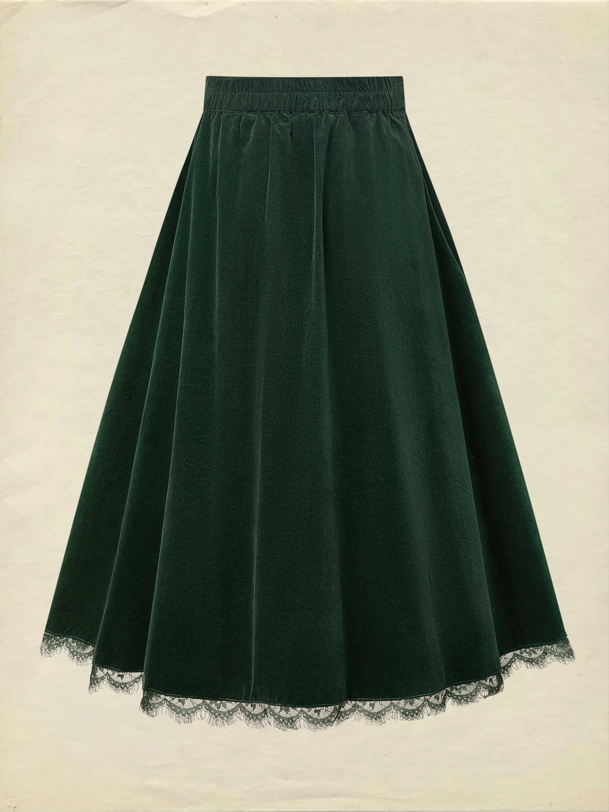Midi Cotton Skirt (Shirt and Vest Not Included), Plain, Pocket Design, Vintage, Wine Red
