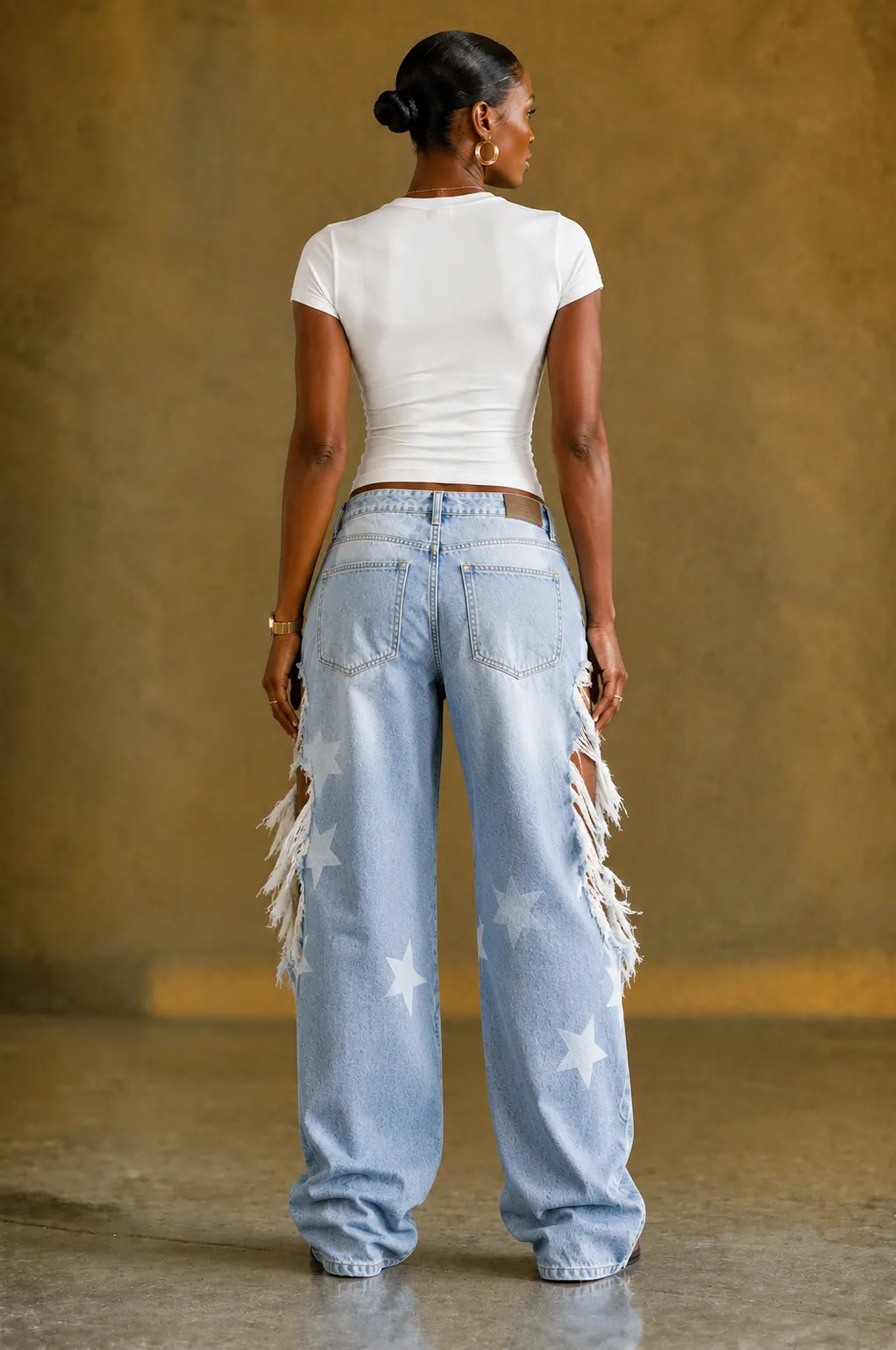 Rhinestone Star Distressed Jeans
