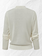 Wool Cardigan, Long Sleeves, Round Neck, Floral, Button Design, Vacation, Vintage, White