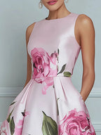 Blossoming Romance Lustrous Floral A-Line Midi Dress