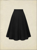 Midi Linen Skirt Set, Long Sleeves, Lapel Collar, Plain, Button Design, Vintage, White