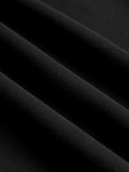 Black Asymmetric Classic Scalloped Square Neck Short Sleeve A-Line Midi Dress