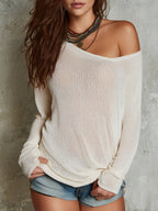 Bohemian Style One-shoulder Hollow-out Knitted Top