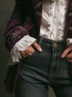 Vintage Plum Velvet Embroidered Blazer