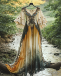 Summer Vacation Gradient Beaded Ruffle Dress 4a6a