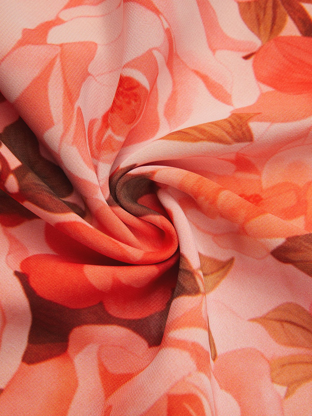 Orange Red Floral Bow Chiffon Halter Sleeveless A-Line Maxi Dress