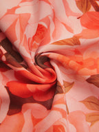 Orange Red Floral Bow Chiffon Halter Sleeveless A-Line Maxi Dress