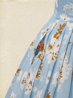 (SIZE:XS-XXL) Midi Linen Dress, Sleeveless, Round Neck, Floral, Pocket Design, Vintage, Blue