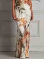 Sculpted Floral Print Off-the-Shoulder Maxi Dress