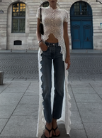 Lace High Low Maxi Longline Top
