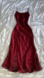 Burgundy Satin Slip Maxi Dress